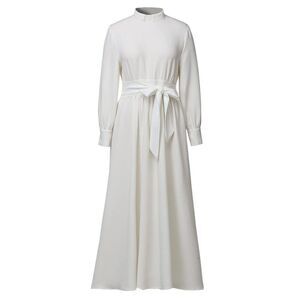 Church Clergy Dress for Women Long Sleeve A Line Elegant Maxi Dress with Tab In